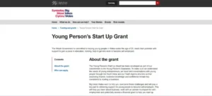 Young Person's Start Up Grant in Wales for new entrepreneurs.
